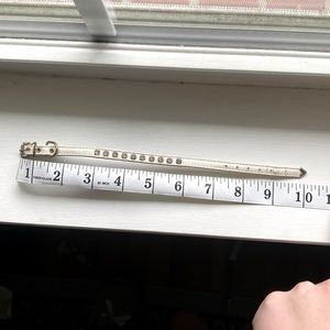 White Faux Leather Diamond Bling Small Dog collar with gold accents.